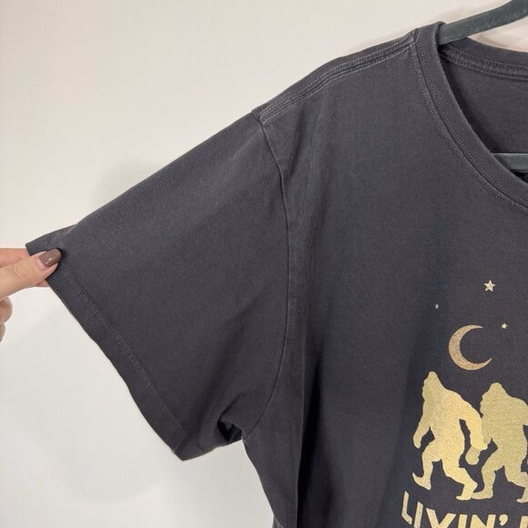 Life is Good Crusher Tee T-shirt Womens XXL / 2XL Big Foot Stars Moon Black - Picture 4 of 8